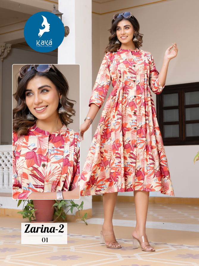 Zarina 2 By Kaya Chanderi Foil Printed Anarkali Kurti Wholesale Price In Surat